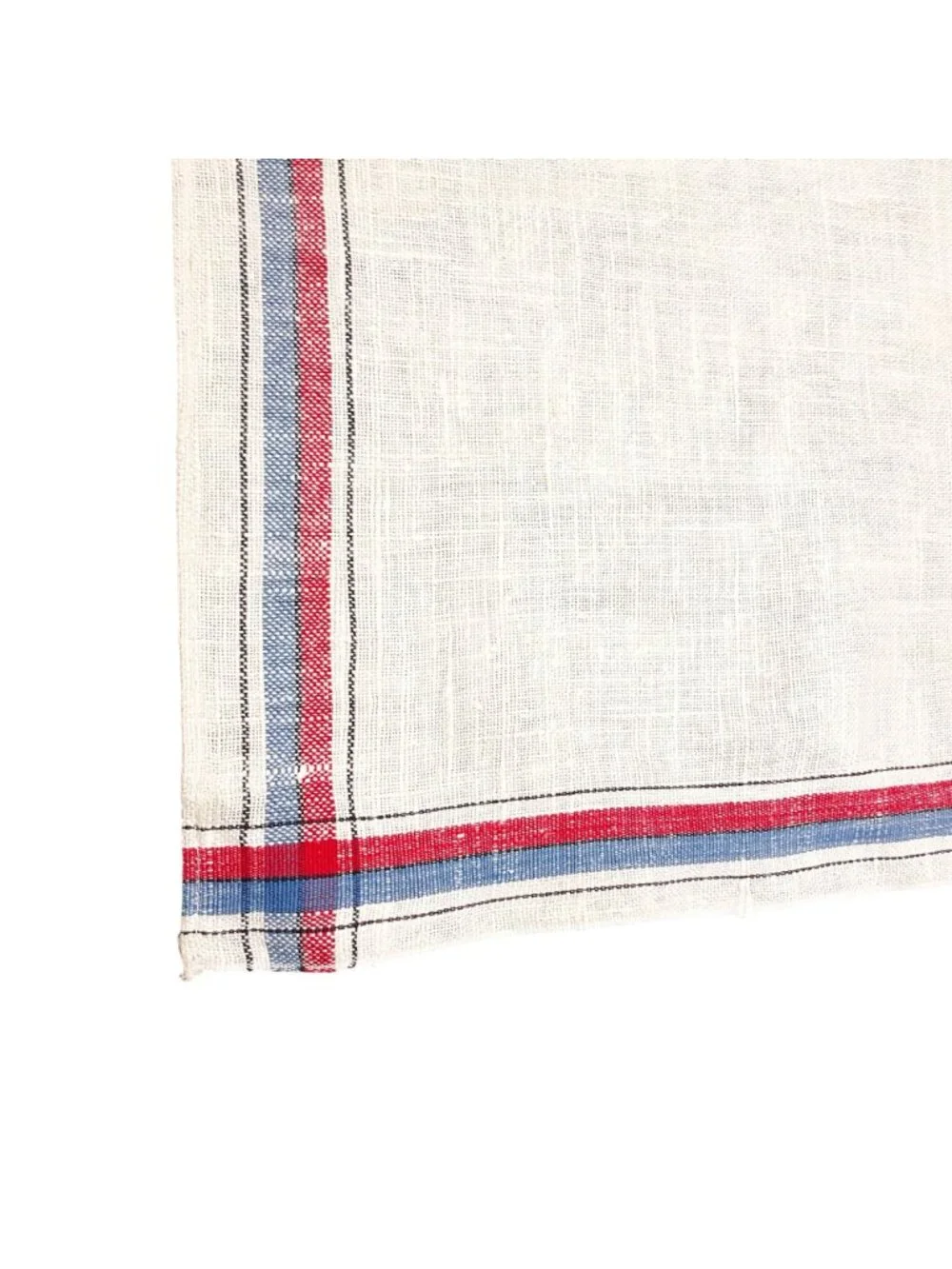 Vintage Stevens Linen Tea Towel Red Blue Stripes Rustic Farmhouse Granny 28x16
